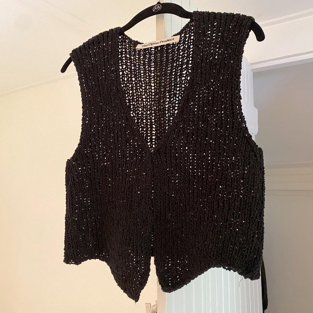 TheOpen Product Open Front Knit Top in Black Size 1