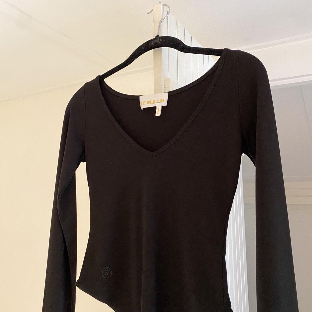 Remain Birger Christensen Nicole Long Sleeve Bodysuit Black Size 6