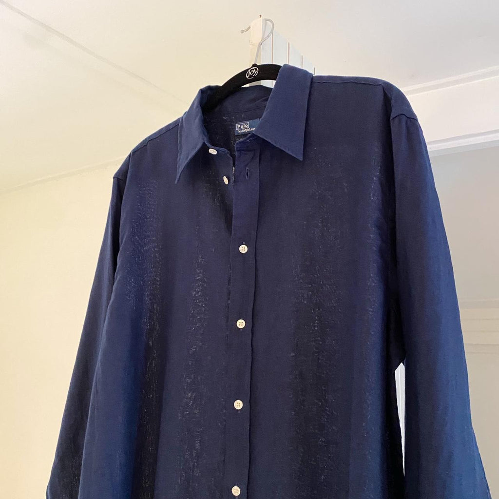Polo Ralph Lauren Oversized Fit Linen Shirt Newport Navy NWT Size M