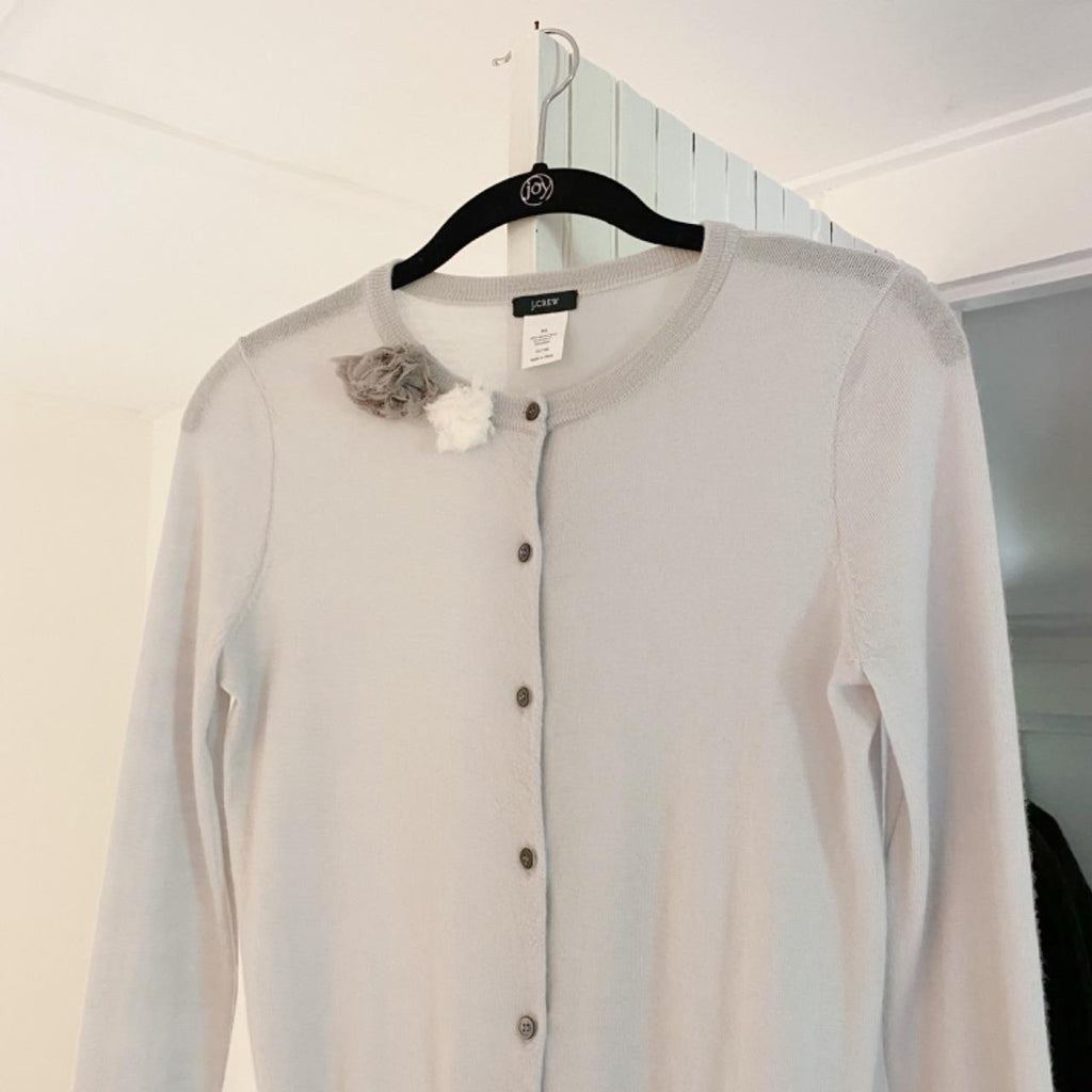 J. Crew Vintage Y2K Merino Wool Rosette Cardigan Sweater Size XS