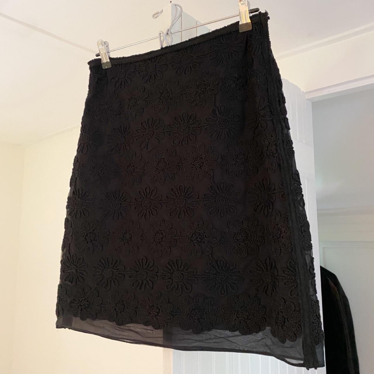 Leon Max Floral Embroidered Pencil Skirt Black Size 0