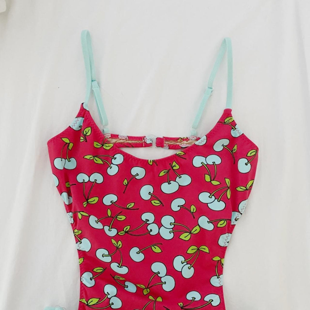 Pan Dulce Swimwear Vintage 90s Cherry Print One Piece Swimsuit Size 9/10 NWT