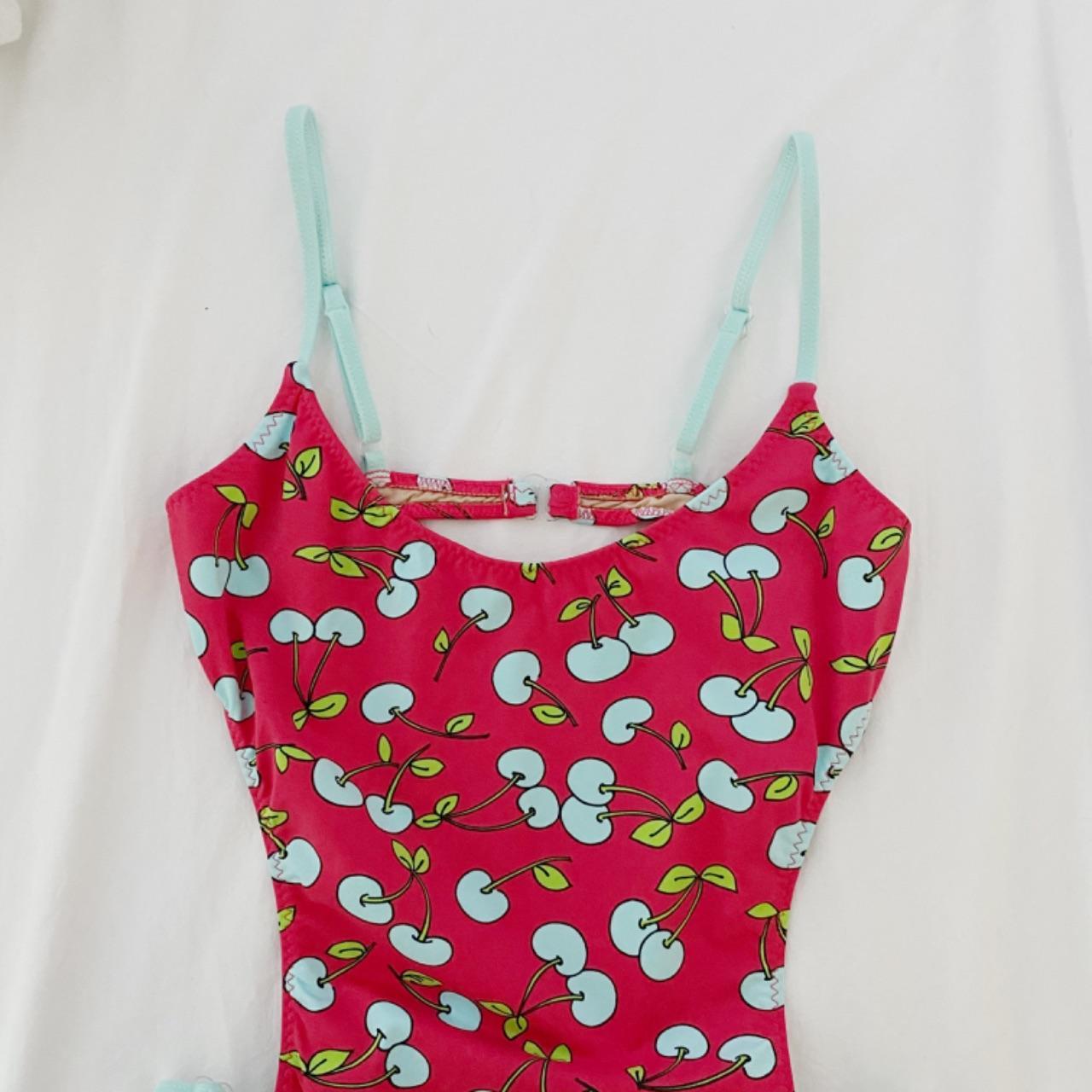 Pan Dulce Swimwear Vintage 90s Cherry Print One Piece Swimsuit Size 9/10 NWT