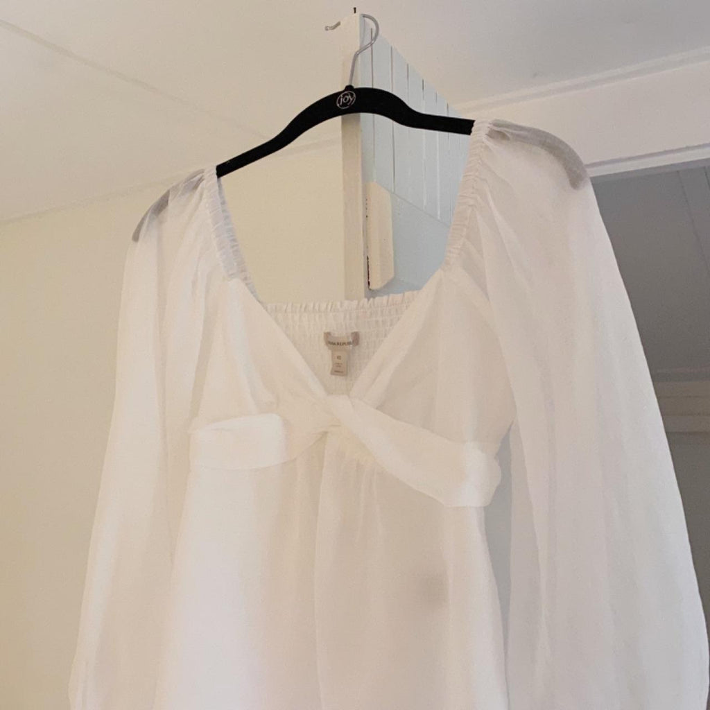 Banana Republic Ramie Twist Front Shirt in White NWT Size XS