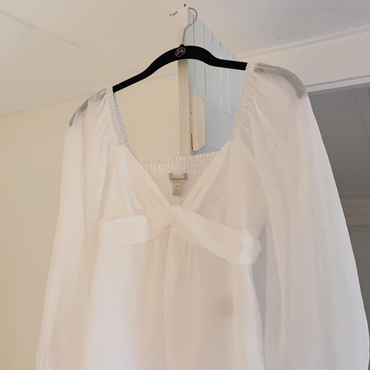 Banana Republic Ramie Twist Front Shirt in White NWT Size XS