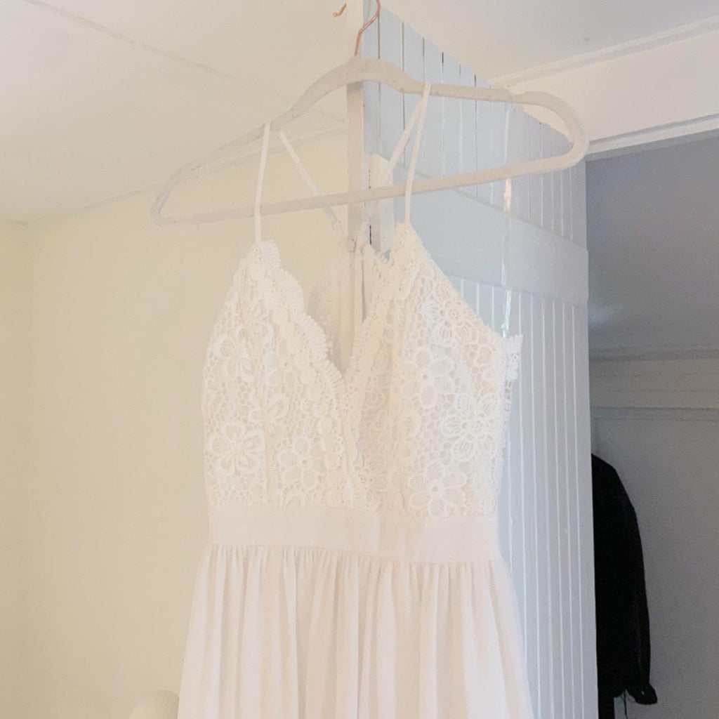 No Boundaries Crochet Trim Sheer Maxi Dress Size S