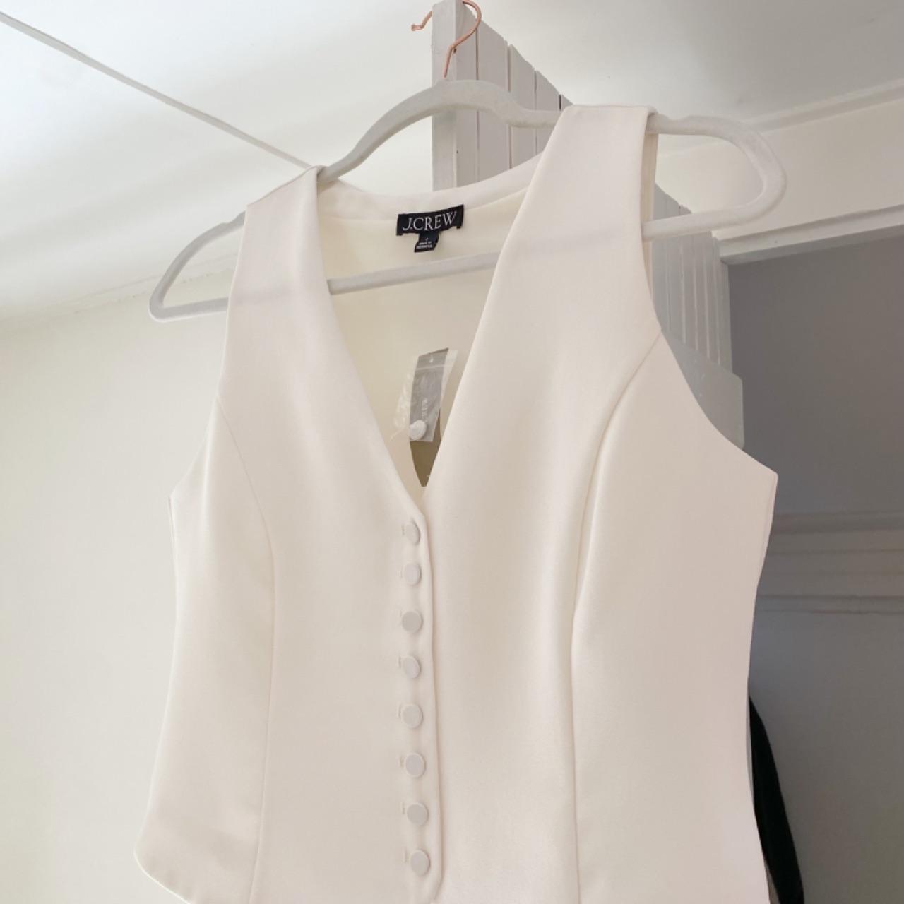 J. Crew Slim-Fit Tuxedo Vest in Ivory City Crepe NWT Size 2