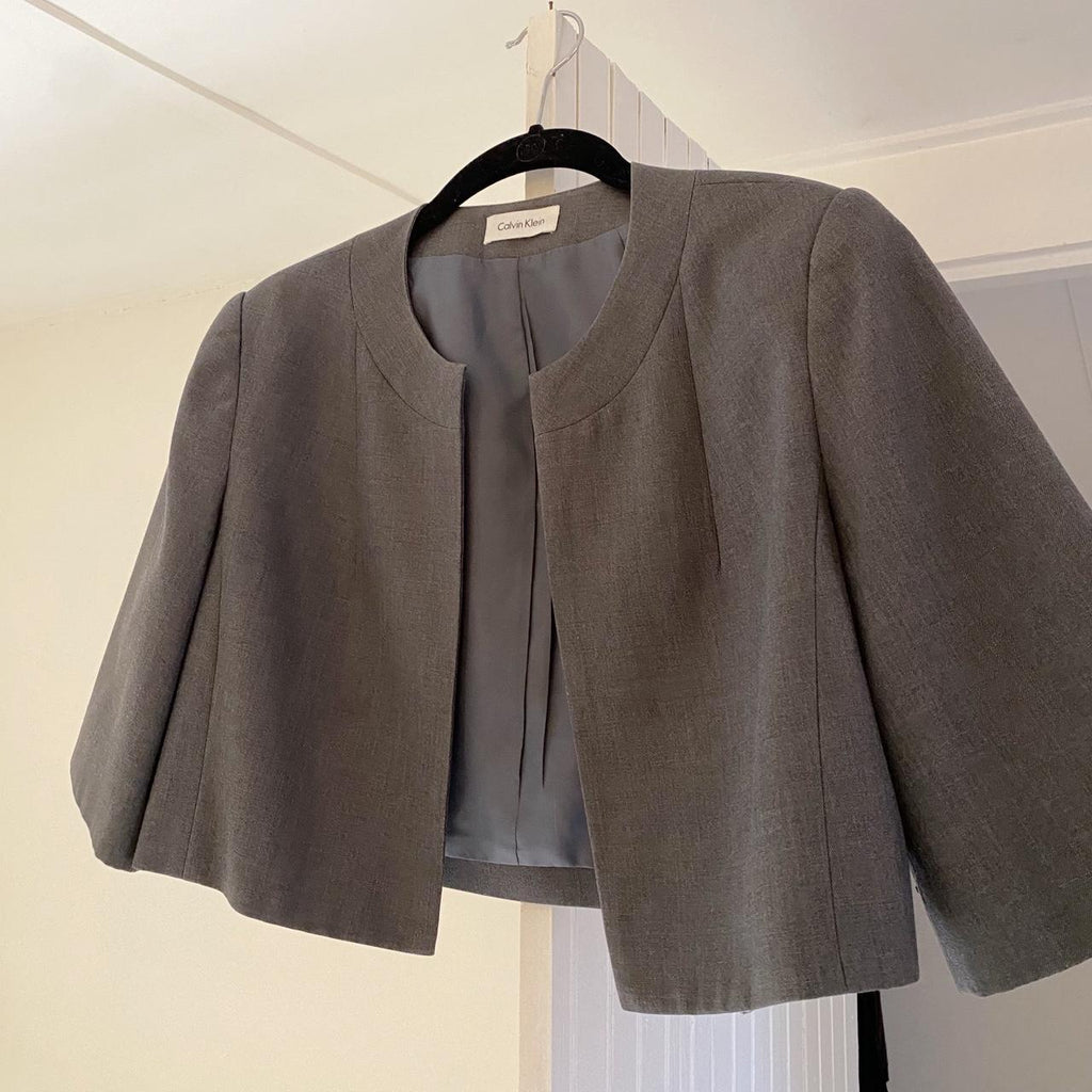 Calvin Klein Cropped Cape Blazer in Smoke Size XS/S