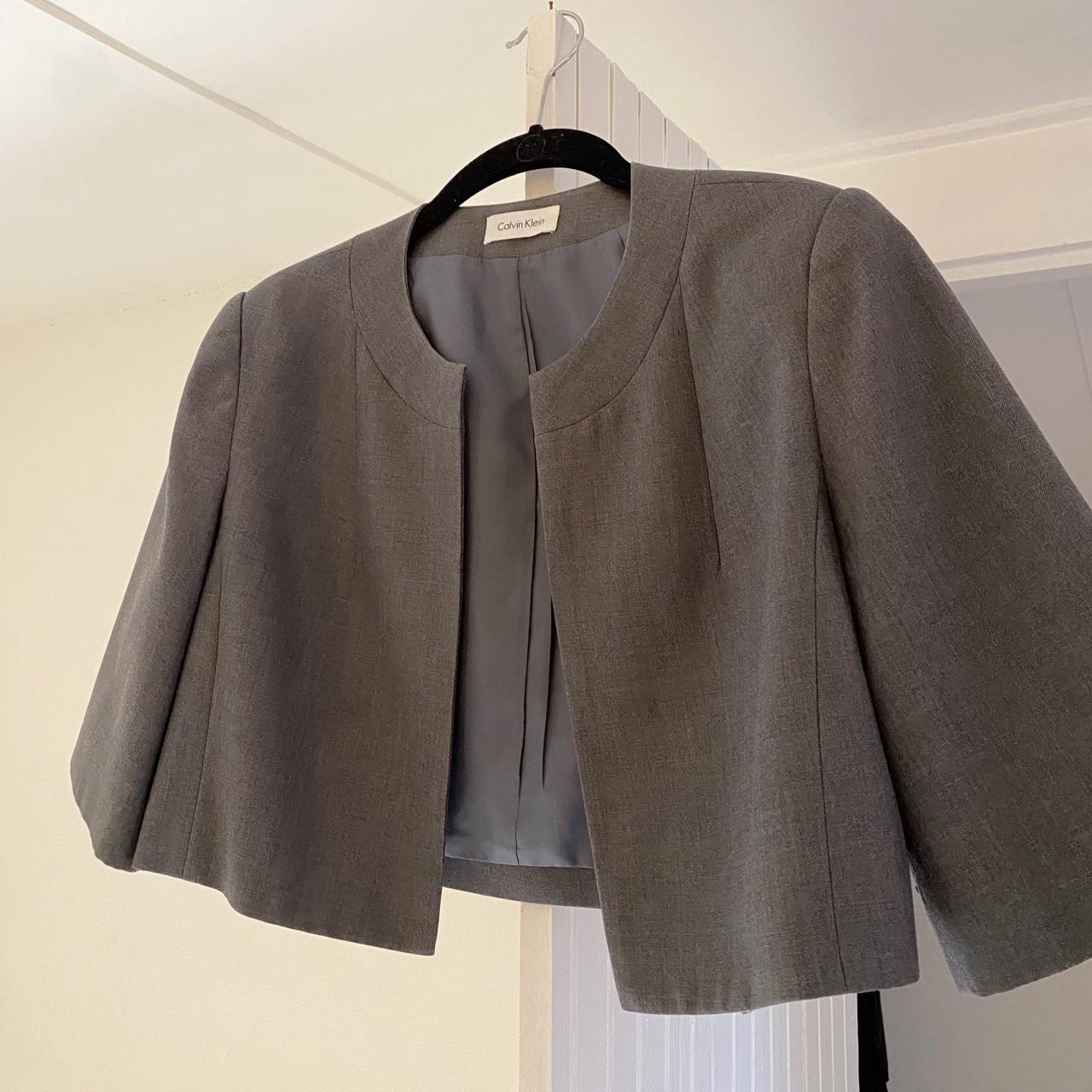 Calvin Klein Cropped Cape Blazer in Smoke Size XS/S