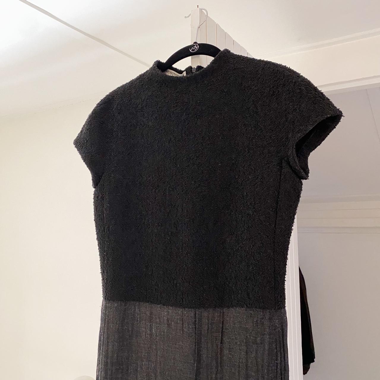 Emporio Armani Vintage 90s Mock Neck Wool Knit Contrast Pencil Dress Size 38
