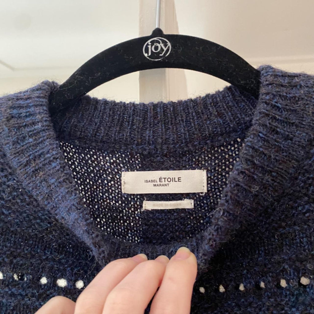 Isabel Marant Étoile Norma Wool Eyelet Sweater in Midnight Size 36