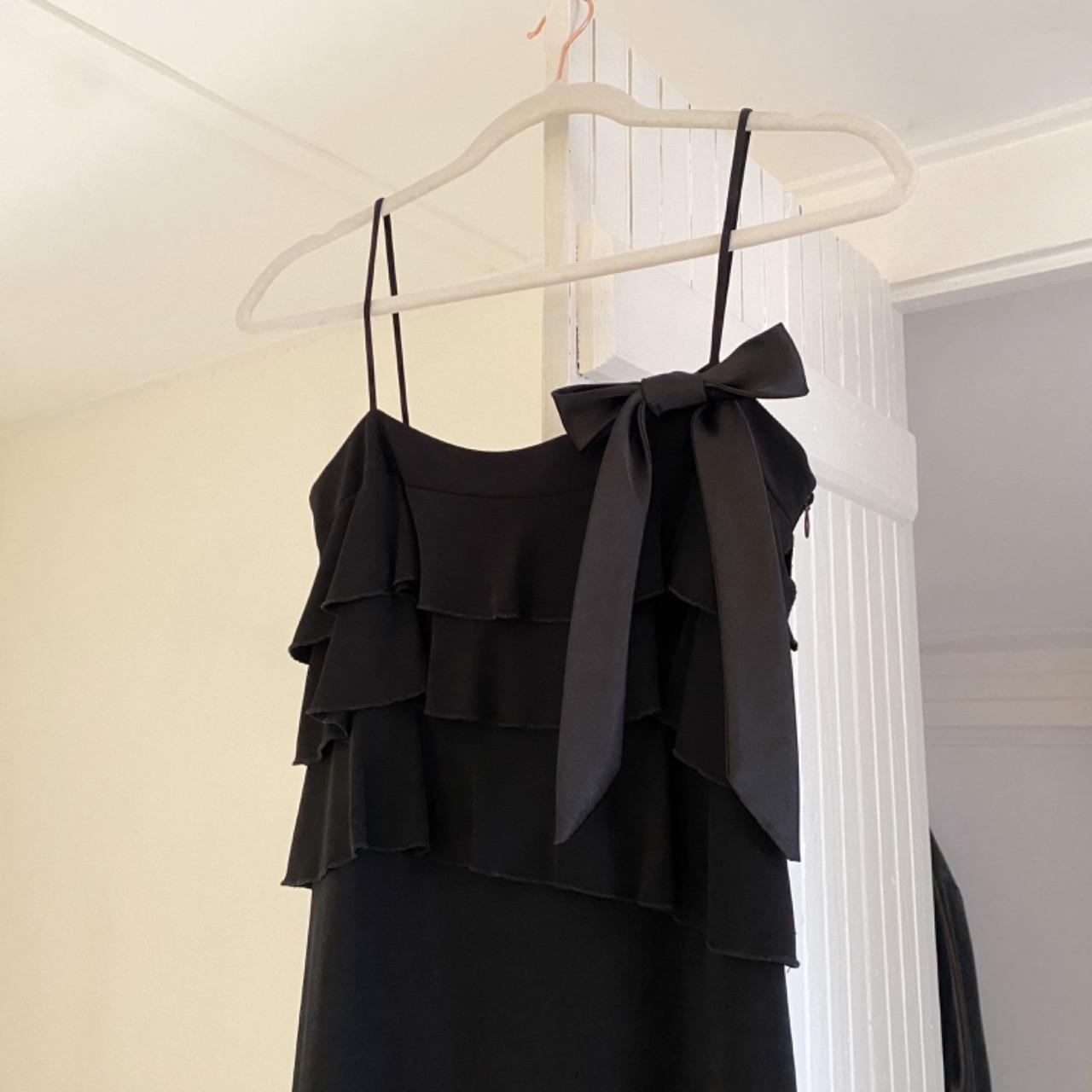ABS by Allen Schwartz Vintage Y2K Tiered Overlay Bow Accent Dress Size P