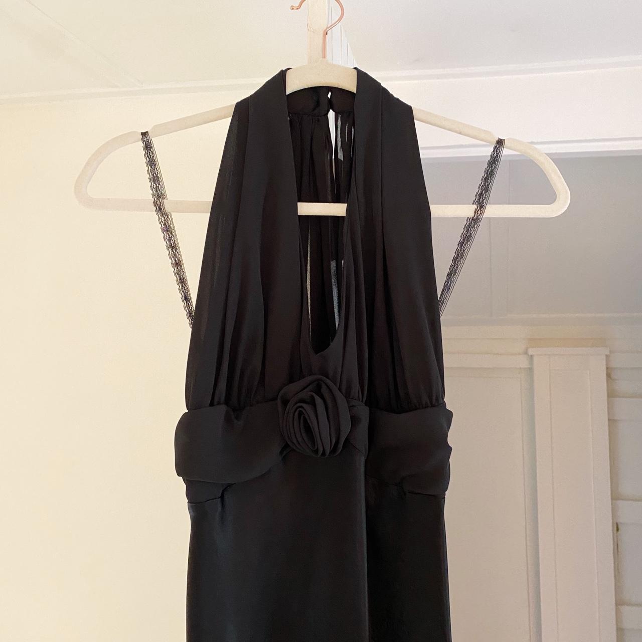Be Smart Vintage 90s Rosette Satin Halter Gown Size 3/4