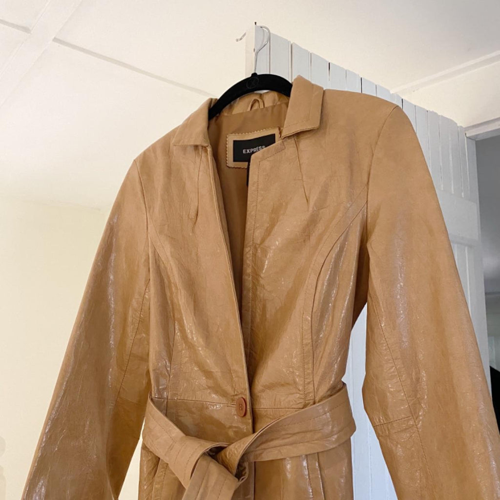 Express Vintage Y2K Leather Trench Coat Size 1/2