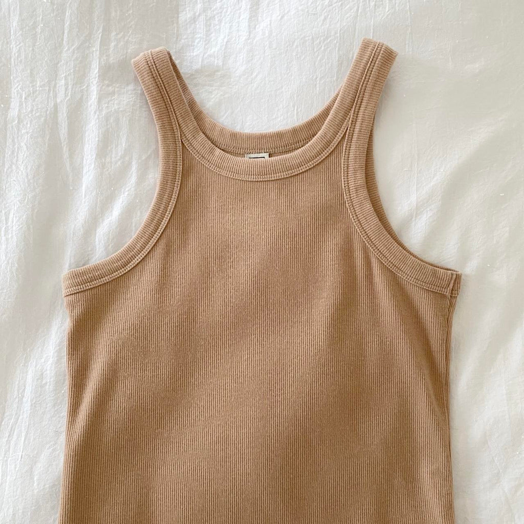 Toteme Organic Cotton Curved Rib Tank in Caramel Size S