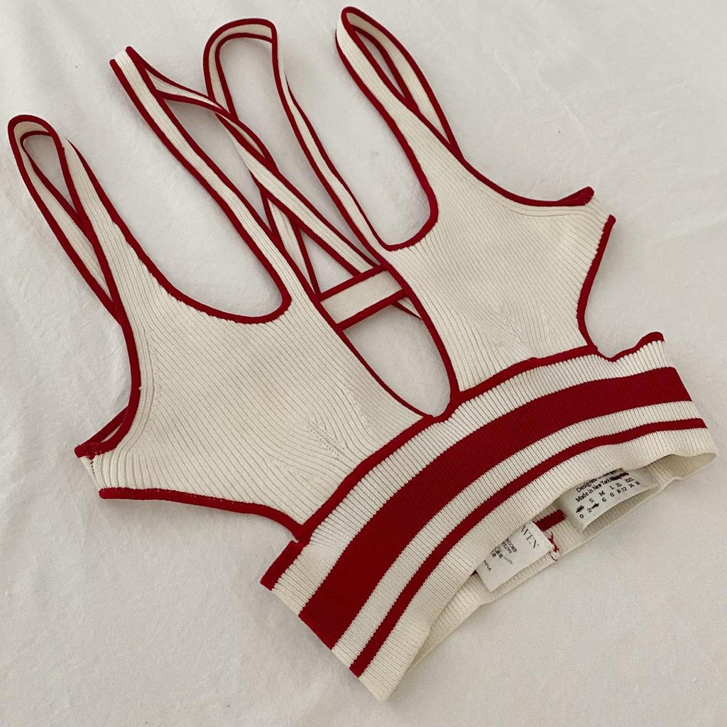 Hanwen New York Ribbed Knit Fitted X Bra Top Size XS