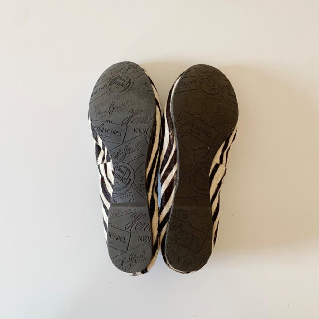 Henri Bendel Sole Ambition Zebra Calf Hair Loafers Size 8