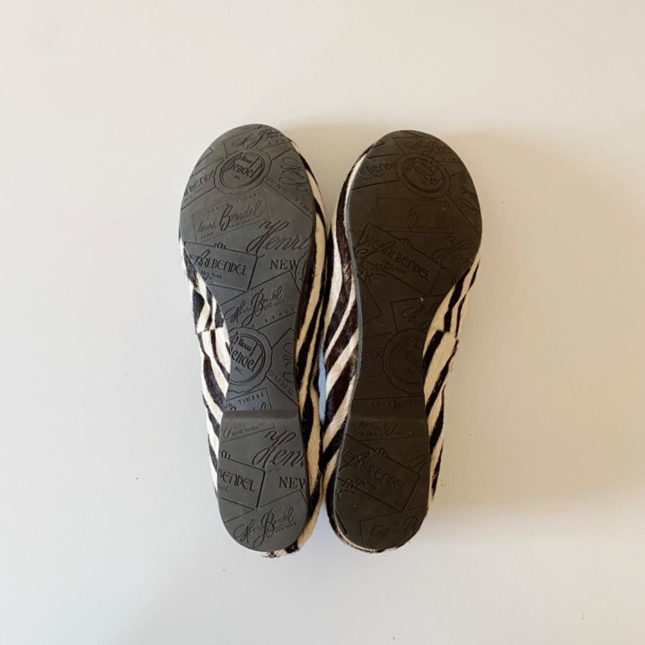 Henri Bendel Sole Ambition Zebra Calf Hair Loafers Size 8