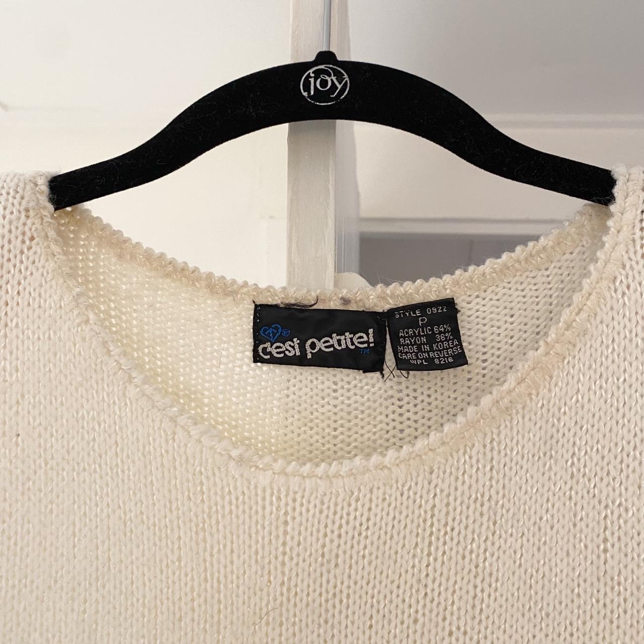 C’est Petite Vintage 90s Padded Shoulder Pointelle Knit Sweater Size P