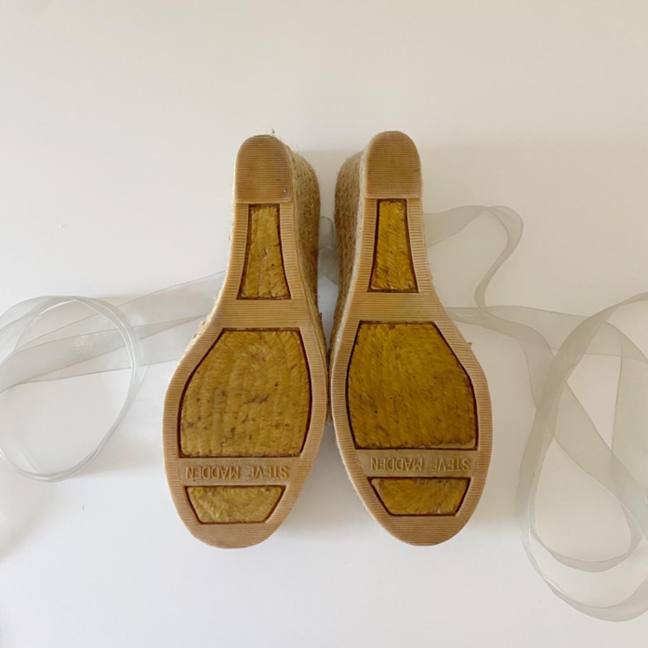 Steve Madden P-Boca Sequin Ribbon Wrap Espadrille Wedges Size 8