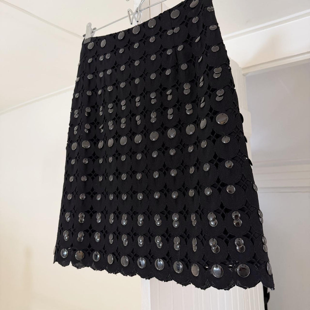 Couture Couture Los Angeles Vintage Y2K Beaded Crochet Mini Pencil Skirt Size 38