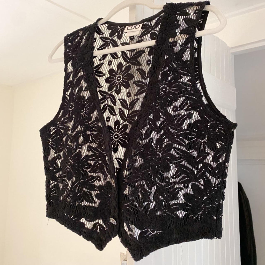 Clio Vintage 90s Sheer Lace Knit Vest Size S