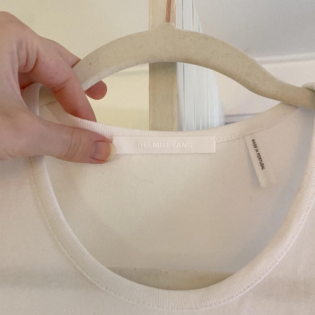 Helmut Lang Stacked Logo Tank Top in Chalk White Size S