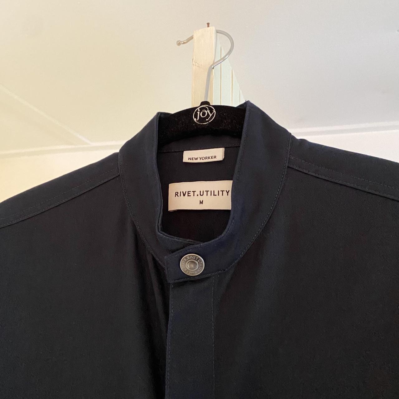 Rivet Utility New Yorker Canvas Mandarin Collar Jumpsuit in Navy NWT Size M