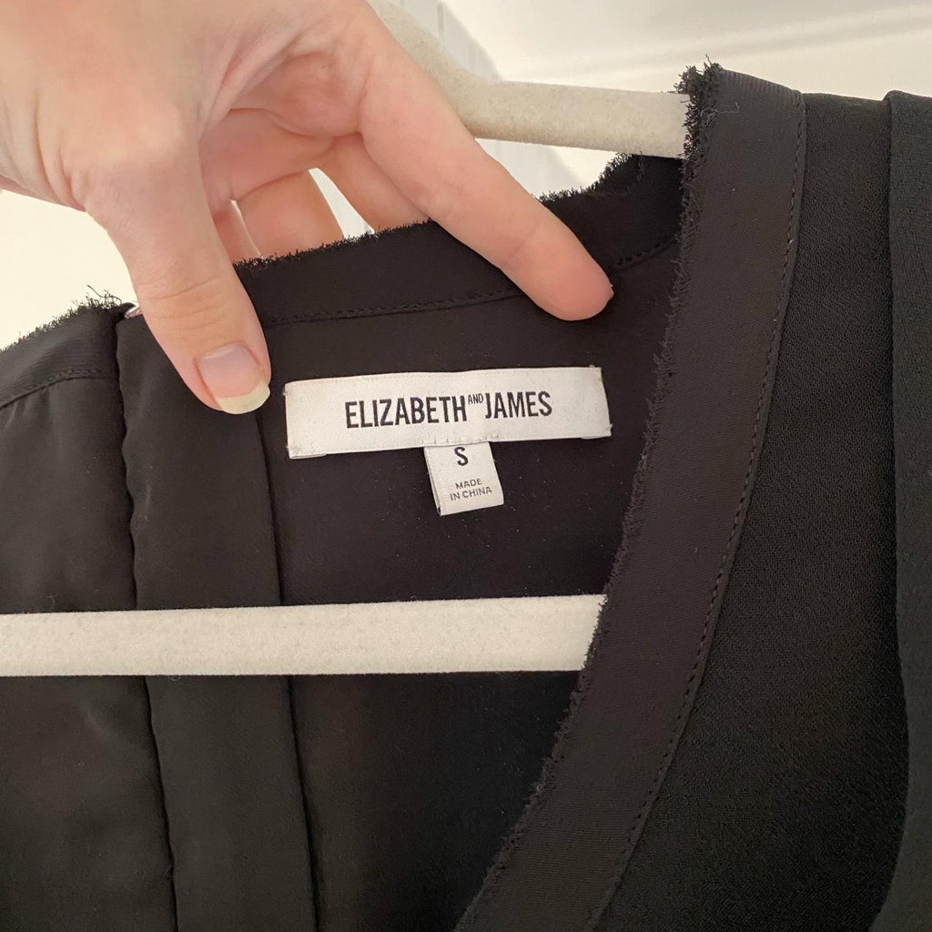 Elizabeth and James Tatum Ruffle Sleeve Top in Black Size S