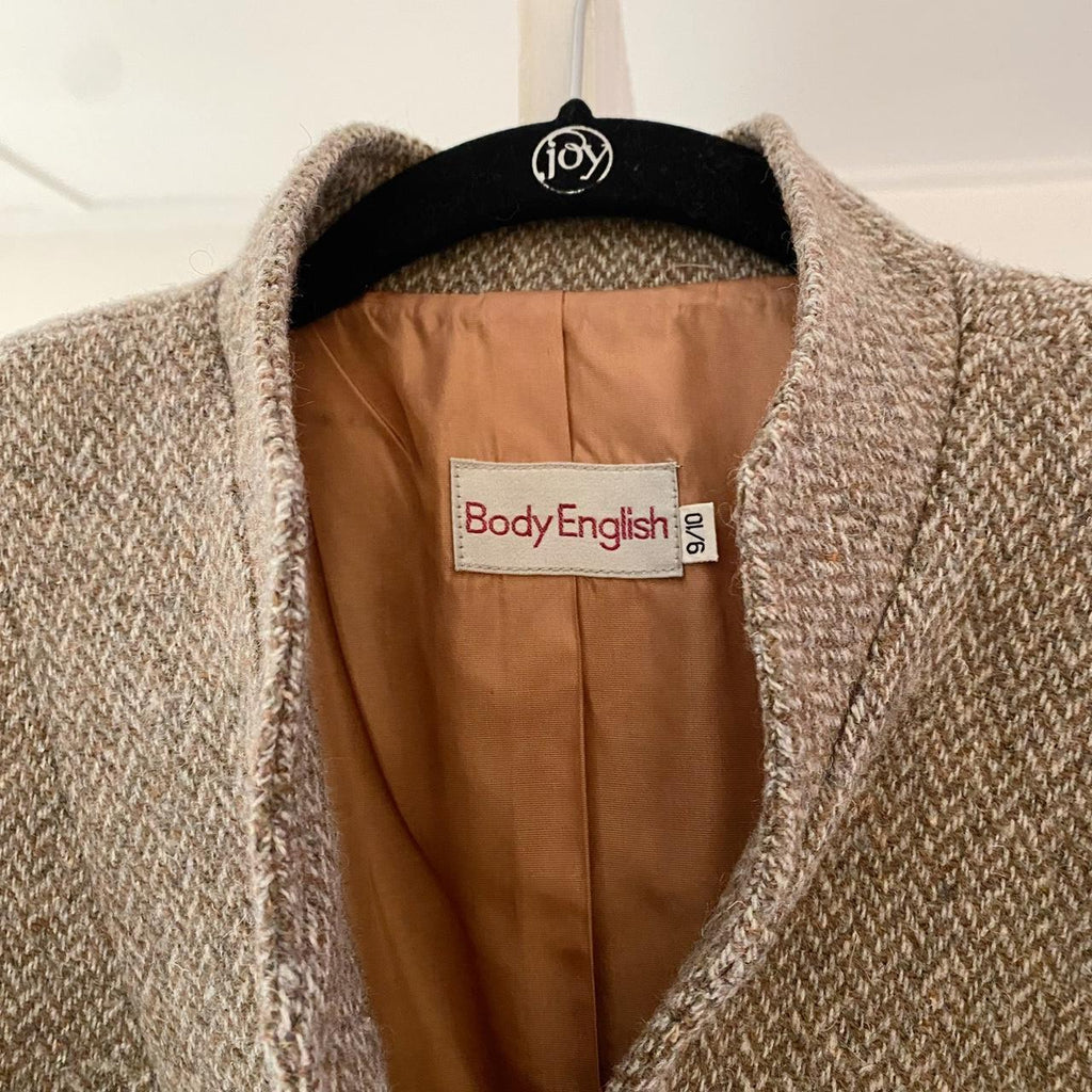 Body English Vintage 80s Wool Herringbone Blazer Jacket Size 9/10