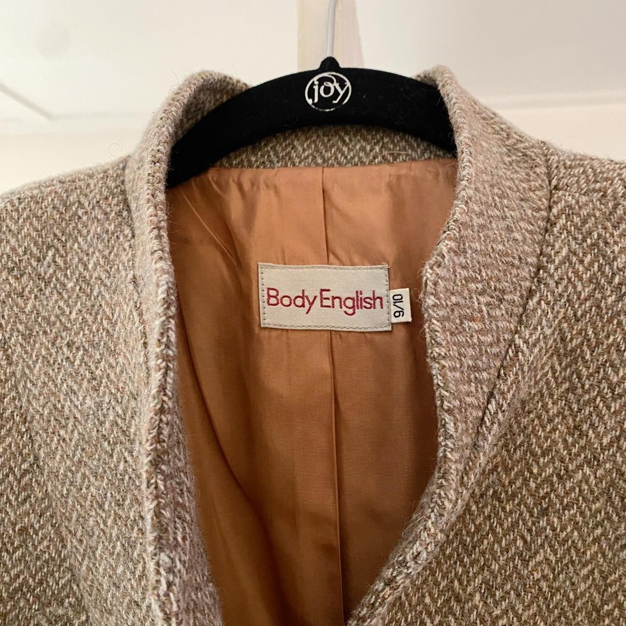 Body English Vintage 80s Wool Herringbone Blazer Jacket Size 9/10