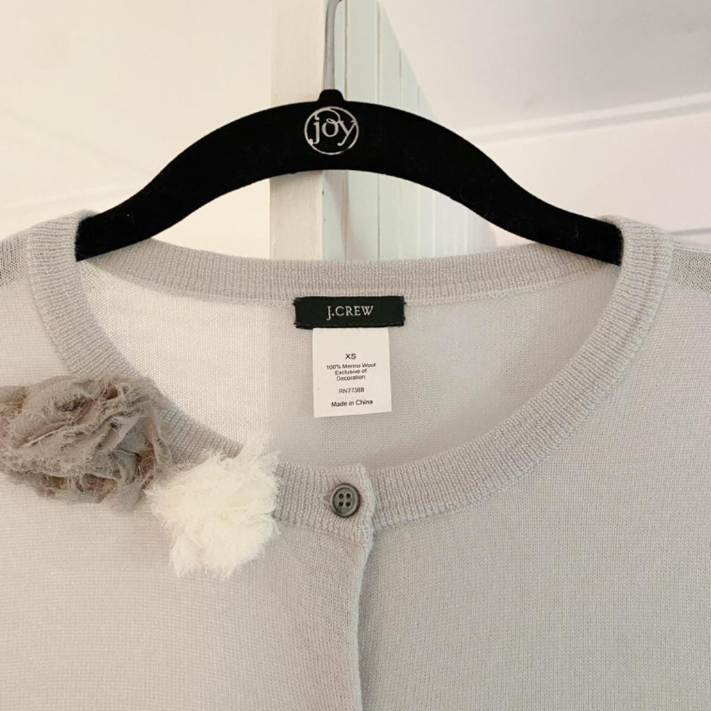 J. Crew Vintage Y2K Merino Wool Rosette Cardigan Sweater Size XS