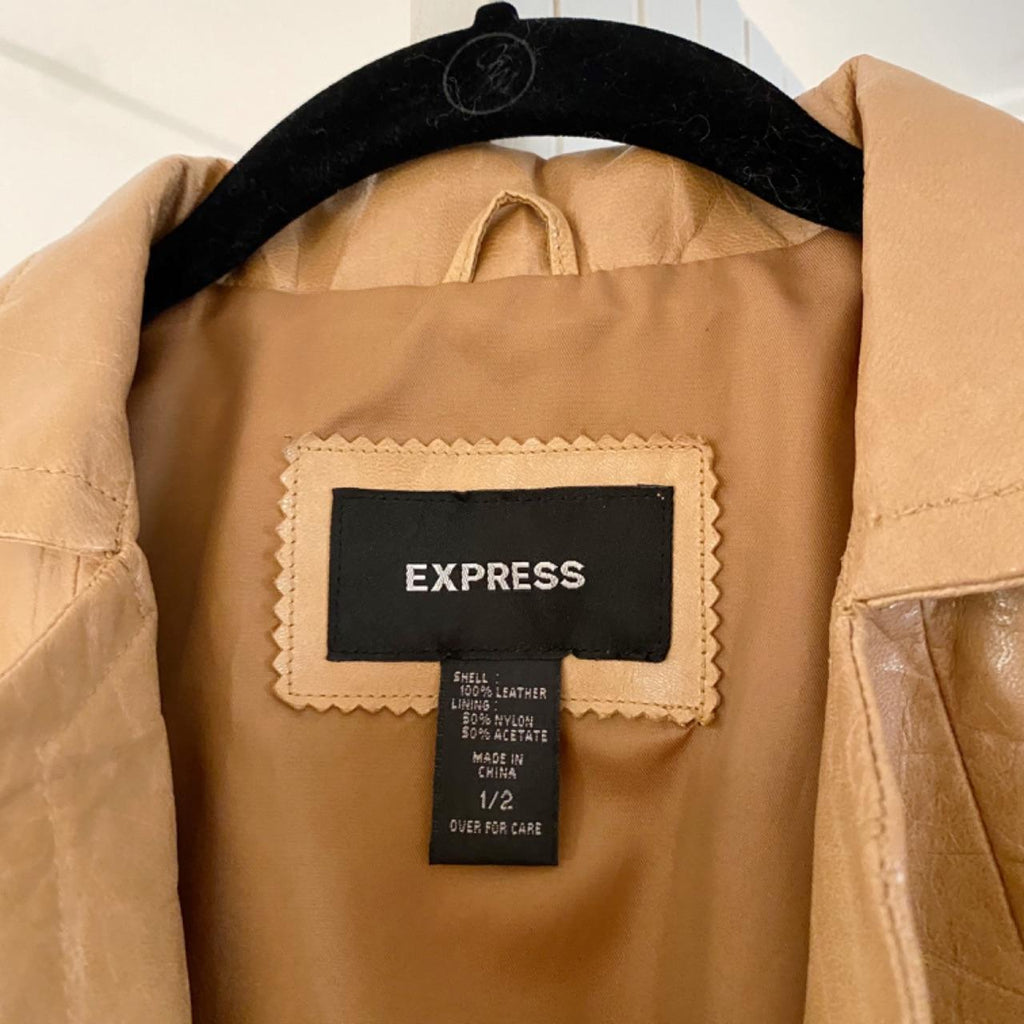 Express Vintage Y2K Leather Trench Coat Size 1/2