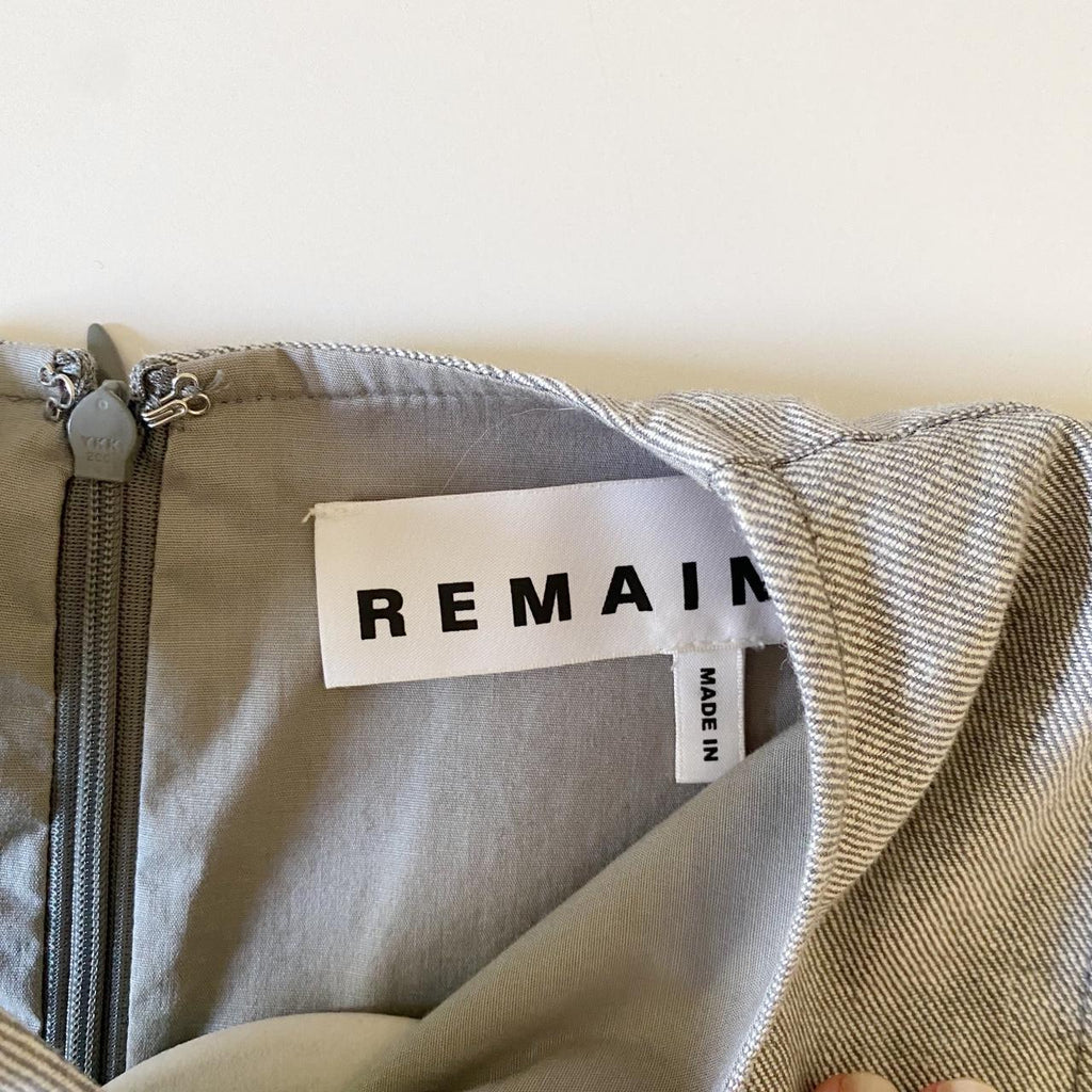 Remain Birger Christensen Linen A-Shape Mini Dress Castlerock Combo Size 2