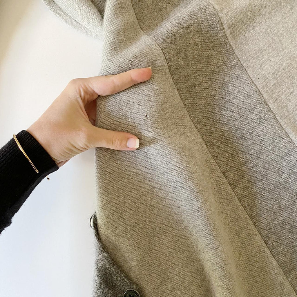 Proenza Schouler Paneled Wool Cashmere Asymmetric Buttoned Sweater Size S