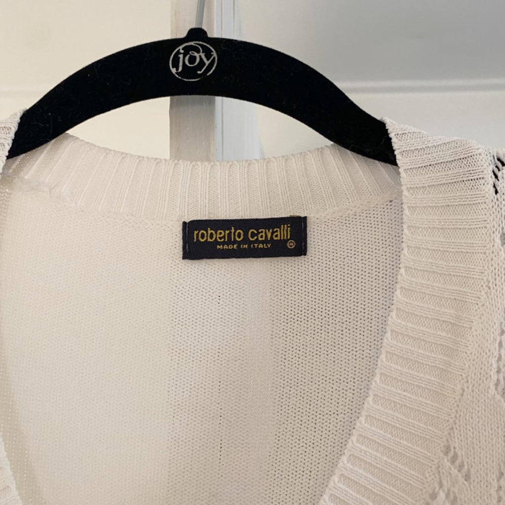 Roberto Cavalli Vintage Y2K Pointelle Knit Cropped Cardigan Shrug Size XS