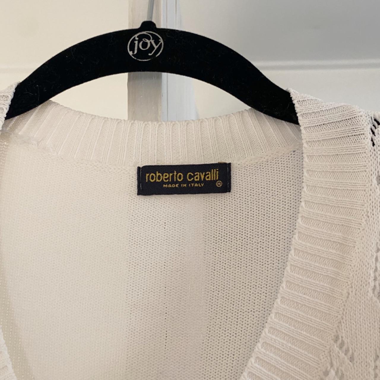 Roberto Cavalli Vintage Y2K Pointelle Knit Cropped Cardigan Shrug Size XS