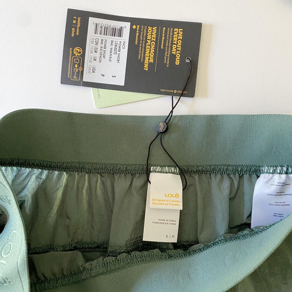 Lolë Pace Power Nylon Anorak Shorts in Marlin Blue NWT Size S