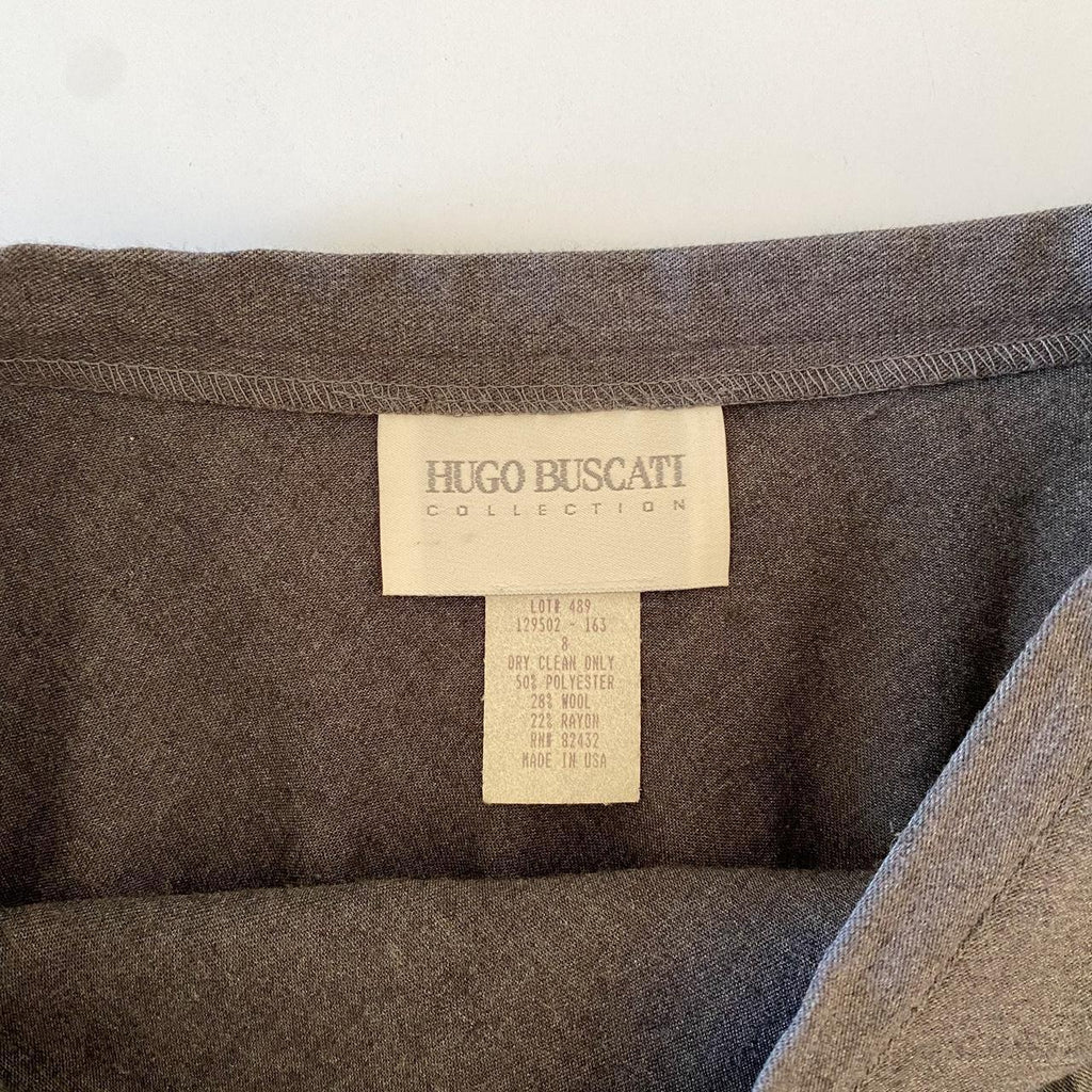 Hugo Buscati Collection Vintage 90s Wool Pleated Midi Skirt Size 8
