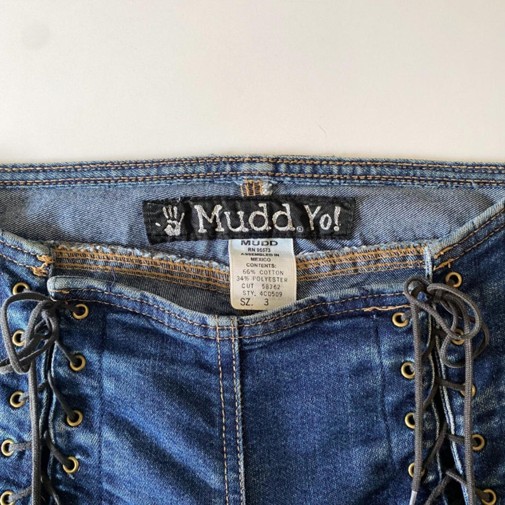 Mudd Jeans Vintage Y2K Lace Up Boot Cut Jeans Size 3