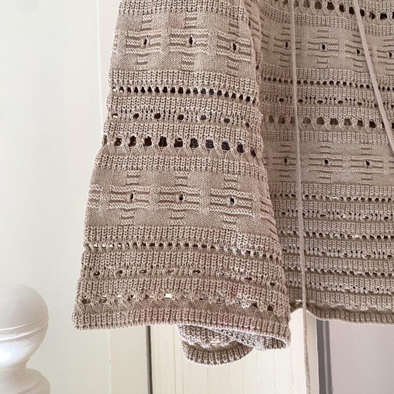 TheOpen Product Pointelle Crochet Knit Wide Sleeve Sweater in Beige Size 1