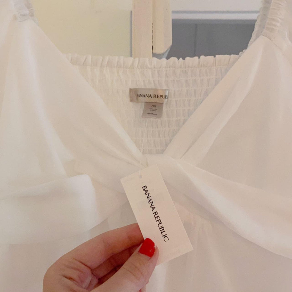 Banana Republic Ramie Twist Front Shirt in White NWT Size XS