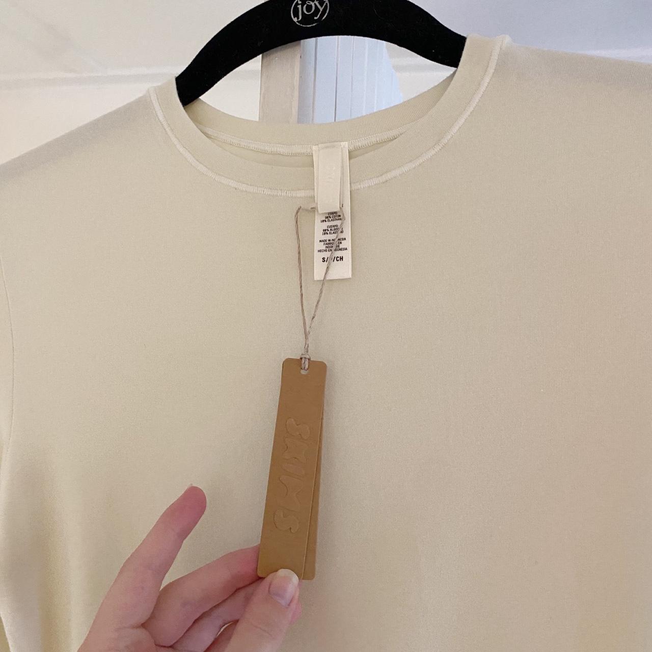 Skims Cotton Jersey Long Sleeve T-Shirt in Bone NWT Size S