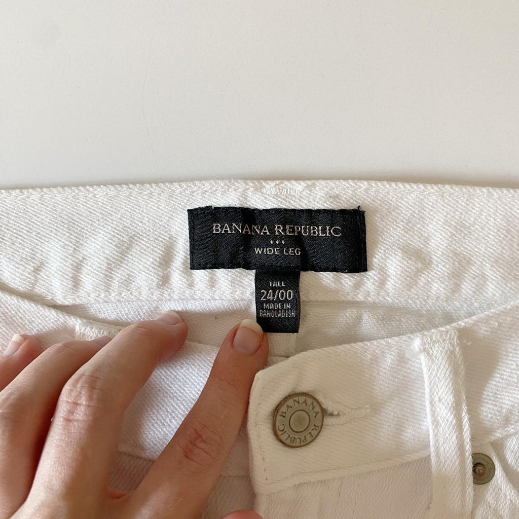 Banana Republic High Rise Wide Leg Jeans in Pure White Size 24/00 Tall
