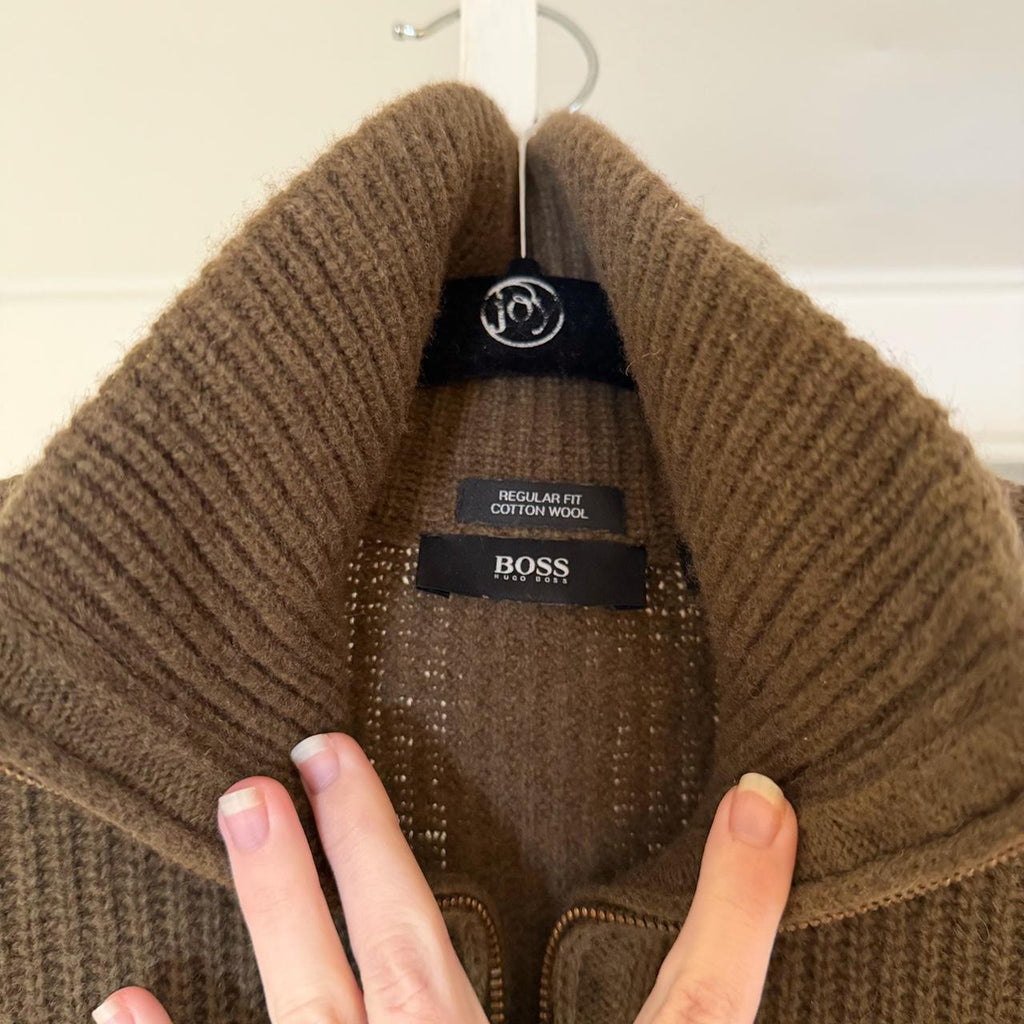 Hugo Boss Wool Collared Quarter Zip Sweater Size Mens L