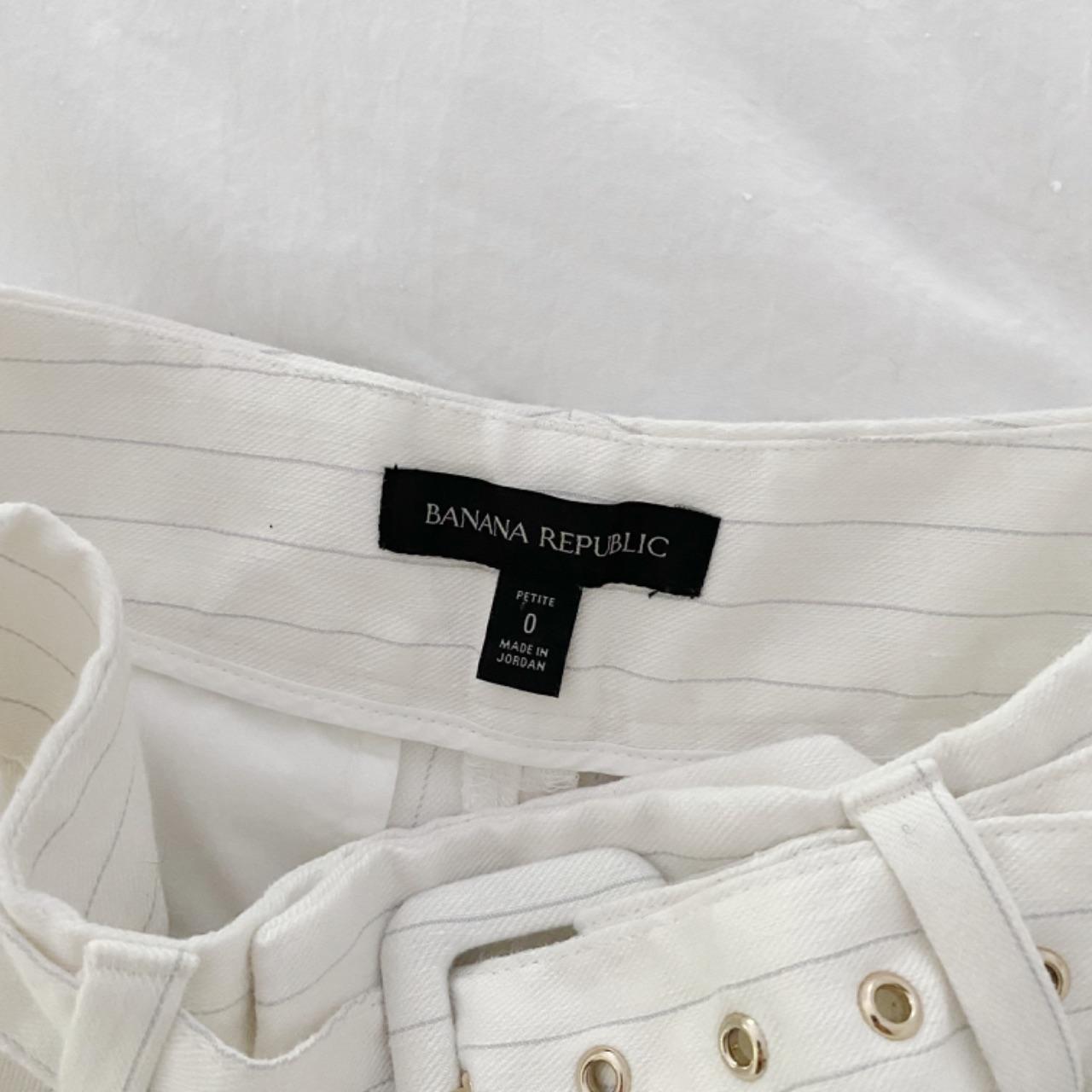 Banana Republic Pinstripe Linen Bermuda Short Ivory & Navy Stripe Size 0P