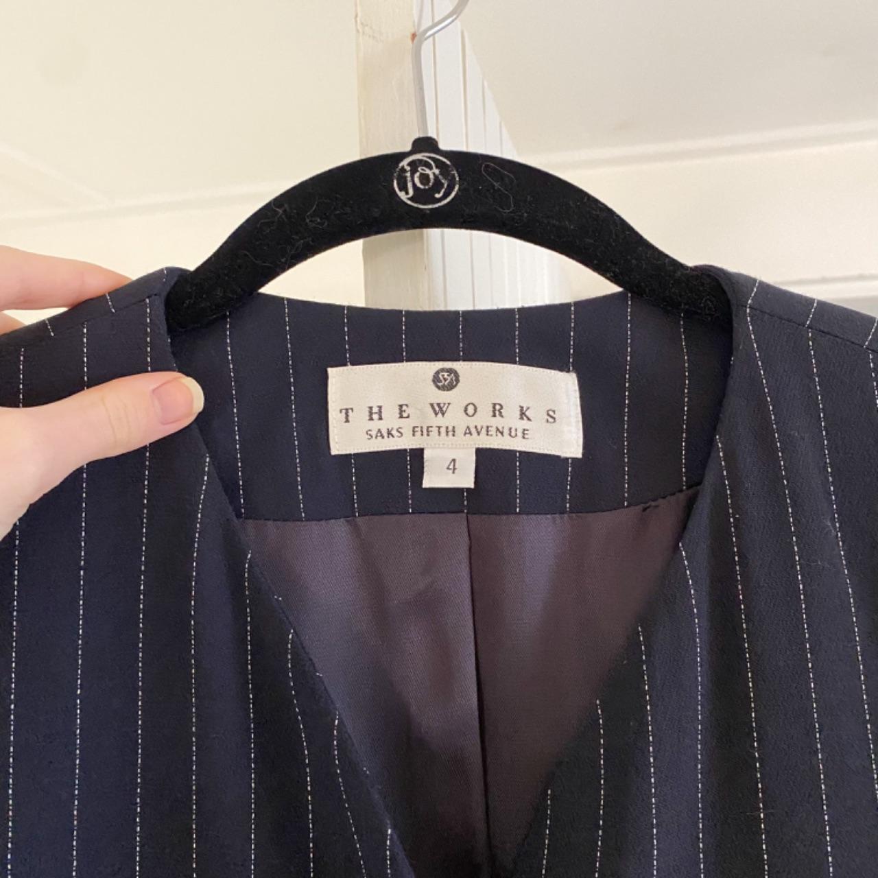 The Works Saks Fifth Avenue Vintage 80s Collarless Pinstripe Blazer Size 4