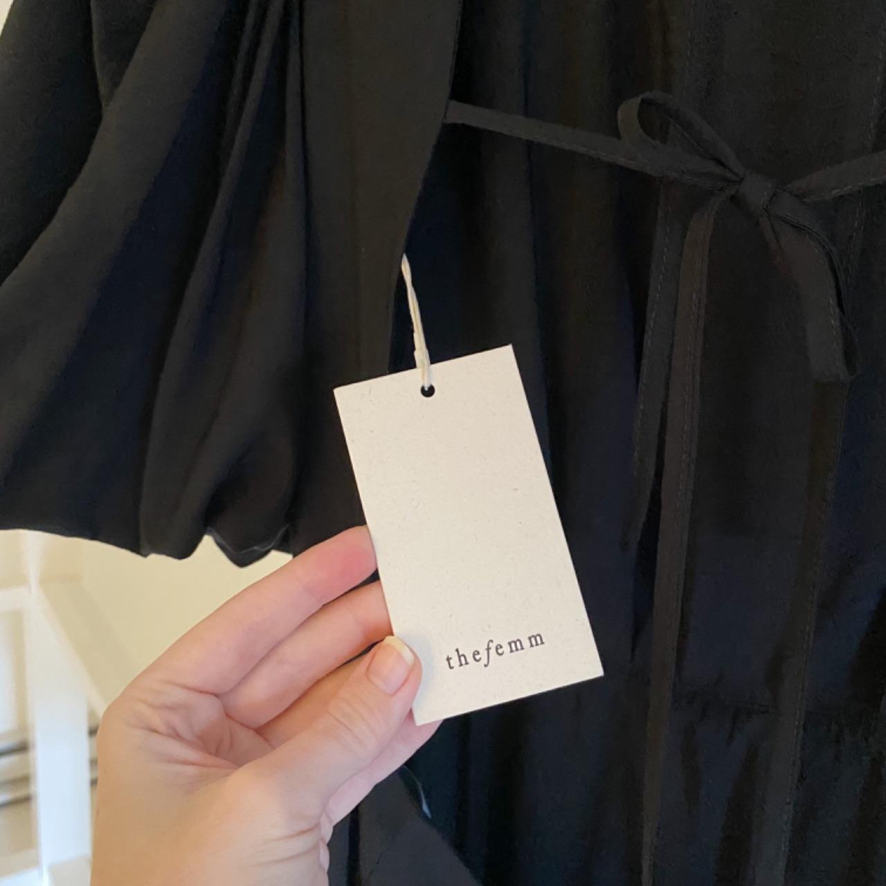 The Femm Violet Open Back Puff Sleeve Mini Dress in Black NWT Size S