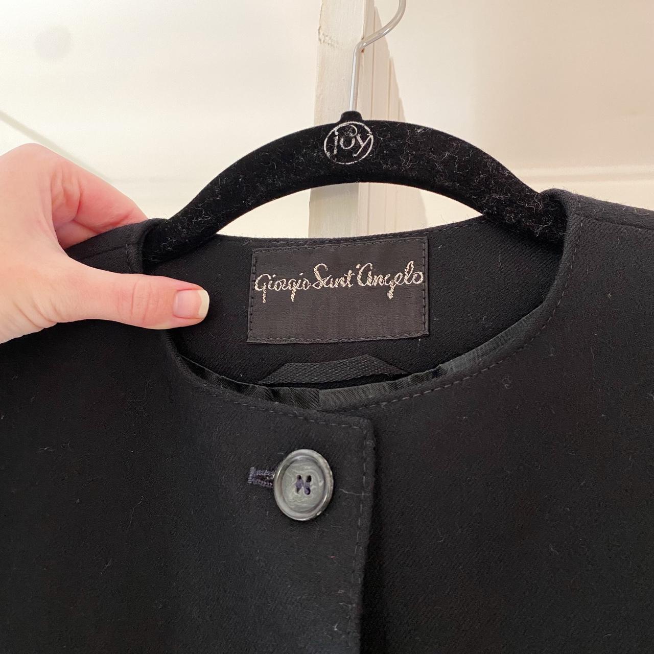 Giorgio Sant’Angelo Vintage 80s Wool Collarless Blazer Jacket Size 8