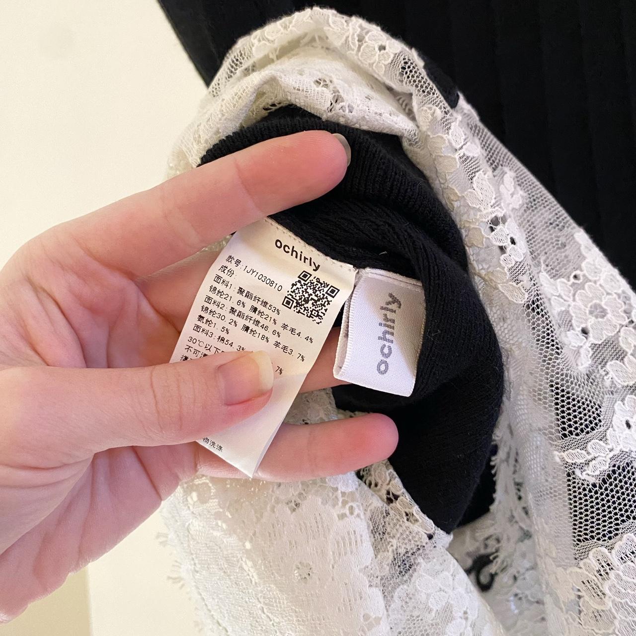 Ochirly Knit Sheer Lace Trim Midi Dress Size M